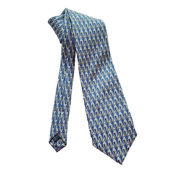 BURBERRY London 100% Silk  Neck Tie  Blue Gold Ladybug Print Burberrys EUC - Picture 1 of 11